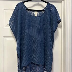 Chico's Navy Blue Textured Blouse